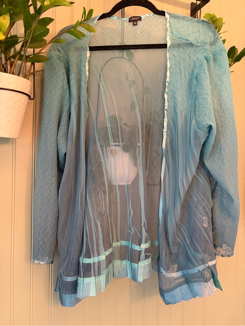 KOMAROV 2-Pc Pleated Maxi Dress & Jacket Set Blue Ombre Plus Size 3X Excellent - Picture 11 of 16